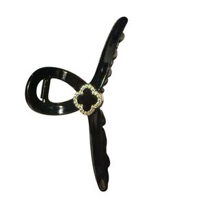 Clover Hair Clip with Rhinestone Accent 3 in package